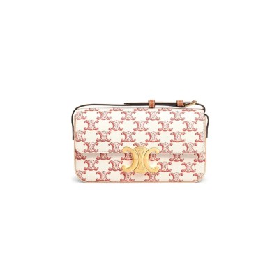 CELINE SHOULDER BAG CLAUDE IN TRIOMPHE CANVAS AND CALFSKIN 194142CUZ.27ED (20*10*4cm)
